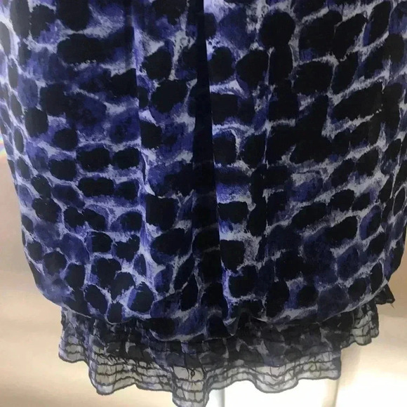 Sara Michelle Blue & Black Sleeveless Abstract Polka Dot Elastic Hem Top- L - Picture 6 of 10